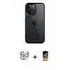 ieg™ iPhone 16 Pro Max Kılıf Akış Çizgi Koleksiyonu - Siyah Buffer Cam Ekran Koruyucu + Pers Alüminyum Kamera Lens - GS