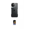 ieg™ iPhone 16 Pro Max Kılıf Akış Çizgi Koleksiyonu - Siyah Buffer Hayalet Cam Ekran Koruyucu
