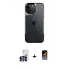 ieg™ iPhone 16 Pro Max Kılıf Akış Çizgi Koleksiyonu - Siyah Buffer Hayalet Cam Ekran Koruyucu + Bilvis Titan Kamera Lens - GS