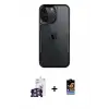 ieg™ iPhone 16 Pro Max Kılıf Akış Çizgi Koleksiyonu - Siyah Buffer Hayalet Cam Ekran Koruyucu + Bilvis Titan Kamera Lens - GS