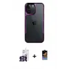 ieg™ iPhone 16 Pro Max Kılıf Akış Çizgi Koleksiyonu - Siyah Buffer Hayalet Cam Ekran Koruyucu + Bilvis Titan Kamera Lens - GS