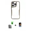 ieg™ iPhone 16 Pro Max Kılıf Akış Çizgi Koleksiyonu - Siyah Buffer Hayalet Cam Ekran Koruyucu + Raze Metal Kamera Lens - SH