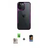 ieg™ iPhone 16 Pro Max Kılıf Akış Çizgi Koleksiyonu - Siyah Buffer Hayalet Cam Ekran Koruyucu + Raze Metal Kamera Lens - NLGY