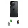 ieg™ iPhone 16 Pro Max Kılıf Akış Çizgi Koleksiyonu - Siyah Buffer Hayalet Cam Ekran Koruyucu + Raze Metal Kamera Lens - SH