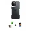 ieg™ iPhone 16 Pro Max Kılıf Akış Çizgi Koleksiyonu - Siyah Buffer Hayalet Cam Ekran Koruyucu + Raze Metal Kamera Lens - NLGY