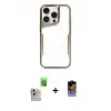 ieg™ iPhone 16 Pro Max Kılıf Akış Çizgi Koleksiyonu - Siyah Buffer Hayalet Cam Ekran Koruyucu + Raze Metal Kamera Lens - NLGY