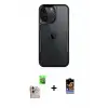 ieg™ iPhone 16 Pro Max Kılıf Akış Çizgi Koleksiyonu - Siyah Buffer Hayalet Cam Ekran Koruyucu + Raze Metal Kamera Lens - NLGY