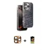 ieg™ iPhone 16 Pro Max Kılıf Atlas Minimal Özel Seri - Siyah Buffer Cam Ekran Koruyucu + Pers Alüminyum Kamera Lens - CLTM