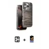 ieg™ iPhone 16 Pro Max Kılıf Atlas Minimal Özel Seri - Siyah Buffer Hayalet Cam Ekran Koruyucu + PVD Metal Kamera Lens - GS