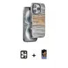 ieg™ iPhone 16 Pro Max Kılıf Atlas Minimal Özel Seri - Siyah Buffer Hayalet Cam Ekran Koruyucu + PVD Metal Kamera Lens - GD
