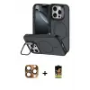 ieg™ iPhone 16 Pro Max Kılıf Çekirdek Klasik - Siyah Buffer Cam Ekran Koruyucu + Pers Alüminyum Kamera Lens - CLTM
