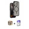 ieg™ iPhone 16 Pro Max Kılıf Çekirdek Minimal Prime - Siyah Bilvis 5in1 3D Magic Cam Ekran Koruyucu + Pers Alüminyum Kamera Lens - CLTM