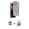 ieg™ iPhone 16 Pro Max Kılıf Çekirdek Minimal Prime - Siyah Bilvis 5in1 5D Magic Hayalet Cam Ekran Koruyucu + PVD Metal Kamera Lens - GS