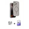 ieg™ iPhone 16 Pro Max Kılıf Çekirdek Minimal Prime - Siyah Bilvis 5in1 5D Magic Hayalet Cam Ekran Koruyucu + Pers Alüminyum Kamera Lens - GS