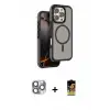 ieg™ iPhone 16 Pro Max Kılıf Çekirdek Minimal Prime - Siyah Buffer Cam Ekran Koruyucu + Pers Alüminyum Kamera Lens - GI