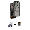 ieg™ iPhone 16 Pro Max Kılıf Çekirdek Minimal Prime - Siyah Buffer Hayalet Cam Ekran Koruyucu + Bilvis Titan Kamera Lens - GS