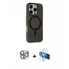 ieg™ iPhone 16 Pro Max Kılıf Çekirdek Modern Prime - Siyah 3D Antistatik Cam Ekran Koruyucu + Pers Alüminyum Kamera Lens - GI