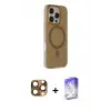 ieg™ iPhone 16 Pro Max Kılıf Çekirdek Modern Prime - Siyah Bilvis 5in1 3D Magic Cam Ekran Koruyucu + Pers Alüminyum Kamera Lens - CLTM