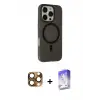 ieg™ iPhone 16 Pro Max Kılıf Çekirdek Modern Prime - Siyah Bilvis 5in1 3D Magic Cam Ekran Koruyucu + Pers Alüminyum Kamera Lens - CLTM