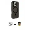 ieg™ iPhone 16 Pro Max Kılıf Çekirdek Modern Prime - Siyah Buffer Cam Ekran Koruyucu + Pers Alüminyum Kamera Lens - GS