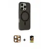 ieg™ iPhone 16 Pro Max Kılıf Çekirdek Modern Prime - Siyah Buffer Cam Ekran Koruyucu + Pers Alüminyum Kamera Lens - CLTM