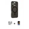ieg™ iPhone 16 Pro Max Kılıf Çekirdek Modern Prime - Siyah Buffer Hayalet Cam Ekran Koruyucu + Pers Alüminyum Kamera Lens - GS