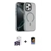 ieg™ iPhone 16 Pro Max Kılıf Doruk Form Serisi - Siyah Buffer Hayalet Cam Ekran Koruyucu + Bilvis Titan Kamera Lens - GS