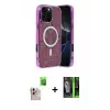 ieg™ iPhone 16 Pro Max Kılıf Eksen Çizgi - Şeffaf 360 Full Body Arka Koruyucu + Raze Metal Kamera Lens - NLGY