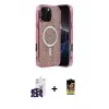 ieg™ iPhone 16 Pro Max Kılıf Eksen Çizgi - Siyah Buffer Cam Ekran Koruyucu + Bilvis Titan Kamera Lens - SH