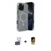 ieg™ iPhone 16 Pro Max Kılıf Eksen Çizgi - Siyah Buffer Cam Ekran Koruyucu + Bilvis Titan Kamera Lens - TMGI