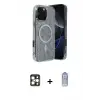 ieg™ iPhone 16 Pro Max Kılıf Eksen Çizgi - Siyah Joko Magic 5D Cam + PVD Metal Kamera Lens - GD