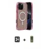 ieg™ iPhone 16 Pro Max Kılıf Eksen Çizgi - Siyah Joko Magic 5D Hayalet Cam + PVD Metal Kamera Lens - SH