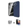 ieg™ iPhone 16 Pro Max Kılıf Eksen Form Prime - Siyah 3D Antistatik Mat Seramik Nano Ekran Koruyucu + Pers Alüminyum Kamera Lens - GI