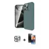 ieg™ iPhone 16 Pro Max Kılıf Eksen Form Prime - Siyah 3D Antistatik Mat Seramik Nano Ekran Koruyucu + Pers Alüminyum Kamera Lens - GI