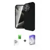 ieg™ iPhone 16 Pro Max Kılıf Eksen Form Prime - Siyah Bilvis 5in1 3D Magic Cam Ekran Koruyucu + Raze Metal Kamera Lens - BZ