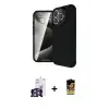 ieg™ iPhone 16 Pro Max Kılıf Eksen Form Prime - Siyah Buffer Cam Ekran Koruyucu + Bilvis Titan Kamera Lens - GS