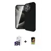 ieg™ iPhone 16 Pro Max Kılıf Eksen Form Prime - Siyah Buffer Cam Ekran Koruyucu + Bilvis Titan Kamera Lens - SH