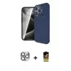 ieg™ iPhone 16 Pro Max Kılıf Eksen Form Prime - Siyah Buffer Cam Ekran Koruyucu + Pers Alüminyum Kamera Lens - GI
