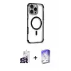 ieg™ iPhone 16 Pro Max Kılıf Eksen Klasik Koleksiyonu - Siyah Bilvis 5in1 3D Magic Cam Ekran Koruyucu + Bilvis Titan Kamera Lens - GS