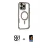 ieg™ iPhone 16 Pro Max Kılıf Eksen Klasik Koleksiyonu - Siyah Buffer Hayalet Cam Ekran Koruyucu + Pers Alüminyum Kamera Lens - GI