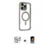 ieg™ iPhone 16 Pro Max Kılıf Eksen Klasik Koleksiyonu - Siyah Buffer Hayalet Cam Ekran Koruyucu + Pers Alüminyum Kamera Lens - GS
