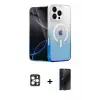 ieg™ iPhone 16 Pro Max Kılıf Eksen Minimal Özel Seri - Siyah 3D Antistatik Hayalet Cam Ekran Koruyucu + PVD Metal Kamera Lens - GD