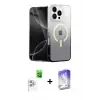 ieg™ iPhone 16 Pro Max Kılıf Eksen Minimal Özel Seri - Siyah Bilvis 5in1 3D Magic Cam Ekran Koruyucu + Raze Metal Kamera Lens - BZ