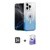 ieg™ iPhone 16 Pro Max Kılıf Eksen Minimal Özel Seri - Siyah Bilvis 5in1 5D Magic Hayalet Cam Ekran Koruyucu + PVD Metal Kamera Lens - SH