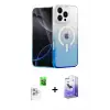 ieg™ iPhone 16 Pro Max Kılıf Eksen Minimal Özel Seri - Siyah Bilvis 5in1 5D Magic Hayalet Cam Ekran Koruyucu + Raze Metal Kamera Lens - BZ
