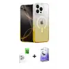 ieg™ iPhone 16 Pro Max Kılıf Eksen Minimal Özel Seri - Siyah Bilvis 5in1 5D Magic Hayalet Cam Ekran Koruyucu + Raze Metal Kamera Lens - BZ