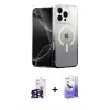 ieg™ iPhone 16 Pro Max Kılıf Eksen Minimal Özel Seri - Siyah Bilvis 5in1 5D Magic Hayalet Cam Ekran Koruyucu + Bilvis Titan Kamera Lens - SH