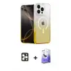 ieg™ iPhone 16 Pro Max Kılıf Eksen Minimal Özel Seri - Siyah Bilvis 5in1 5D Magic Hayalet Cam Ekran Koruyucu + PVD Metal Kamera Lens - GD