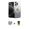 ieg™ iPhone 16 Pro Max Kılıf Eksen Minimal Özel Seri - Siyah Buffer Cam Ekran Koruyucu + Pers Alüminyum Kamera Lens - GI