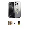 ieg™ iPhone 16 Pro Max Kılıf Eksen Minimal Özel Seri - Siyah Buffer Cam Ekran Koruyucu + Pers Alüminyum Kamera Lens - CLTM